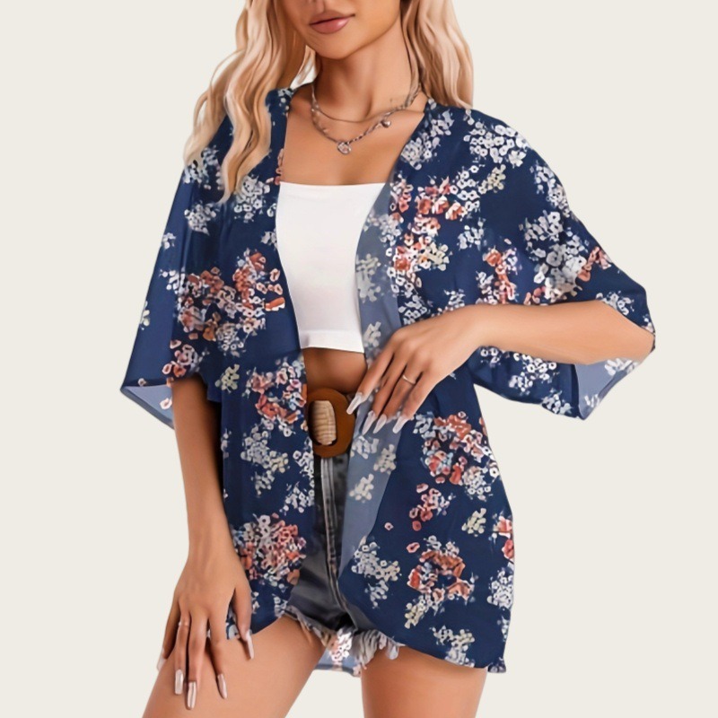 Kimono Sheer Floral - Traje de baño mujer 2025 Kimono