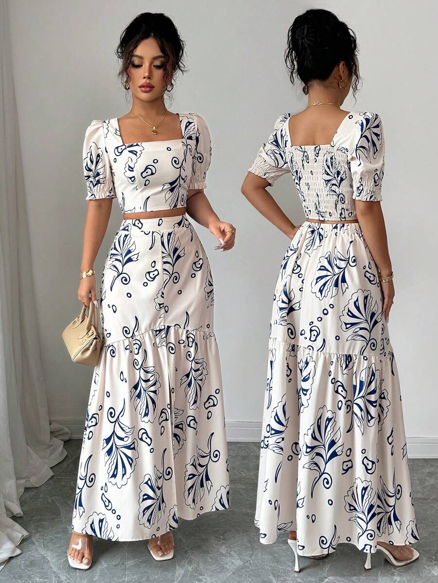 Romper Floral Print - Conjunto de Dos Piezas para Mujer,