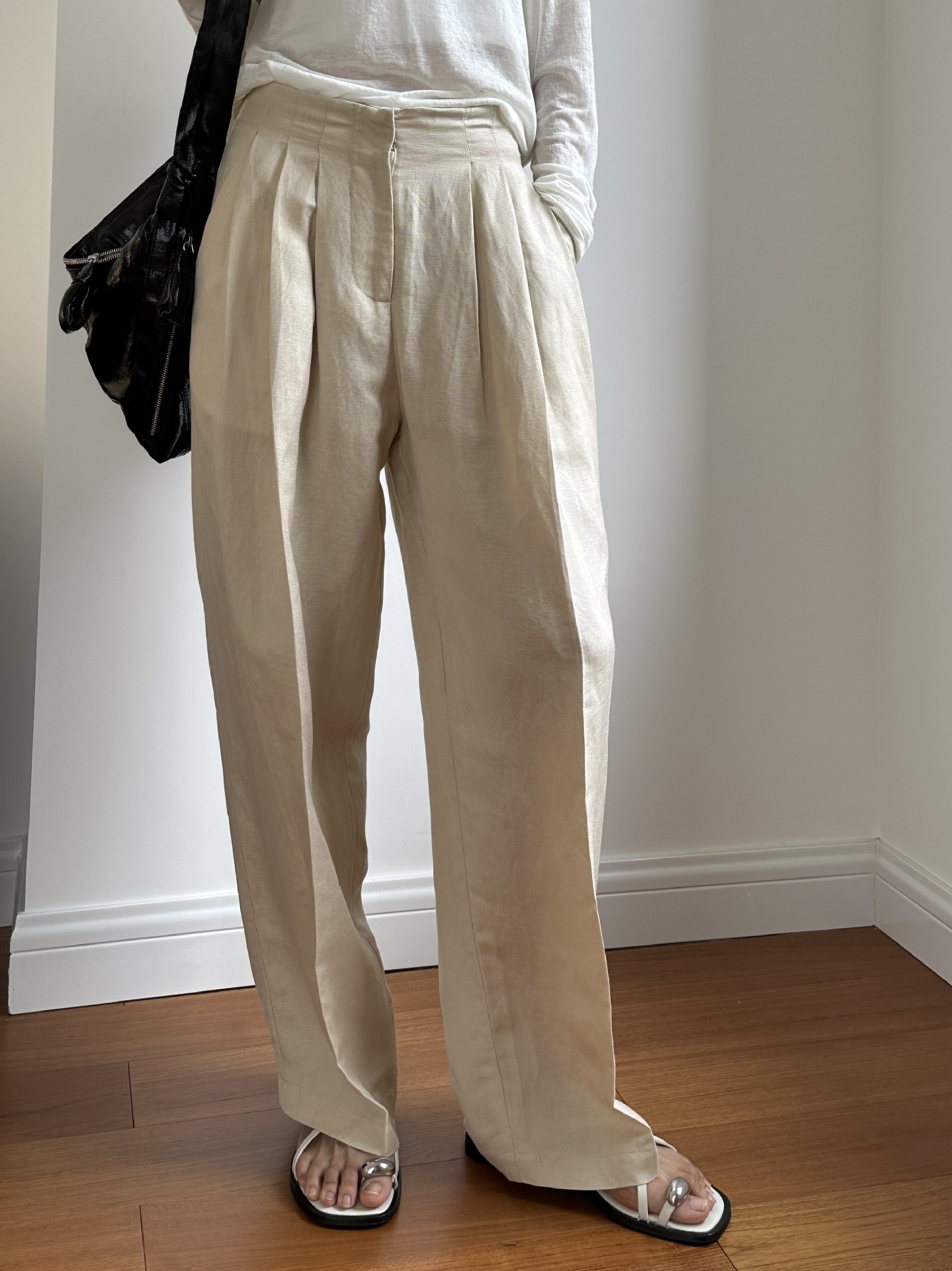 Linen Pant Wide - Pantalones Casuales de Lino de Pierna