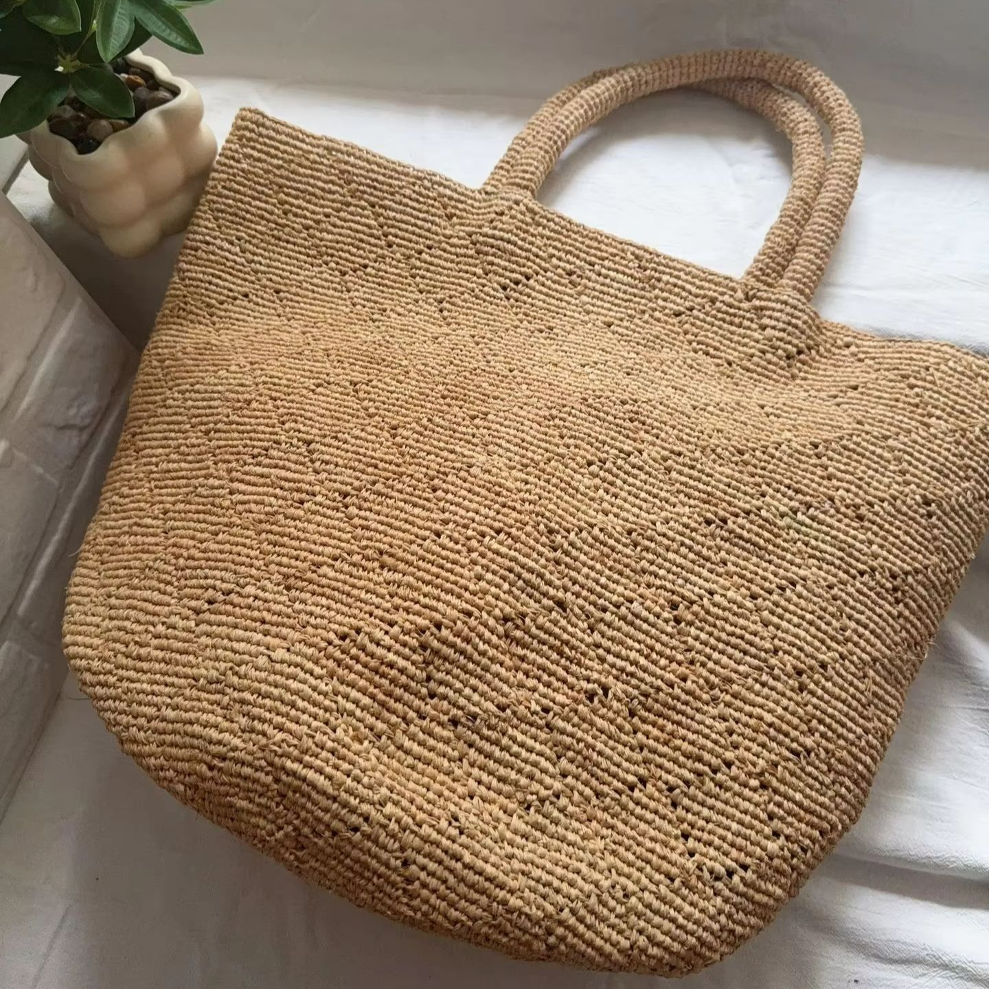 Crochet Bag Raffia - Bolso de playa de rafia tejido