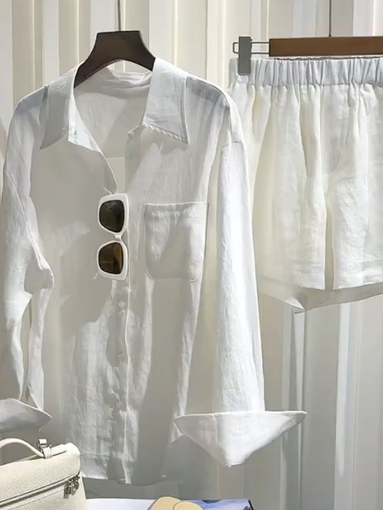 Linen Pant Wide - Conjunto de Camisa de Lino para