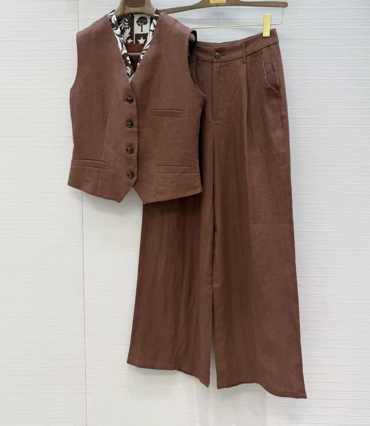 Linen Pant Wide - Conjunto elegante de dos piezas de