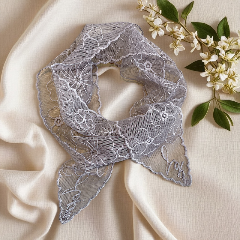 Headband Summer Knit - Bufanda de seda francesa de encaje,