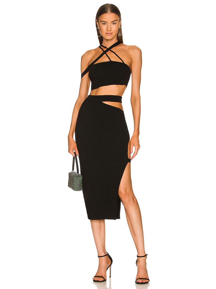 Crop Top Crochet - Traje de vendaje de dos piezas