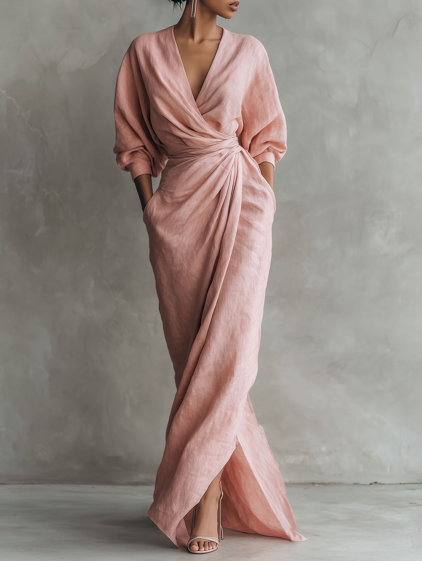 Linen Dress Wrap - Vestido Maxi Cruzado de Lino para