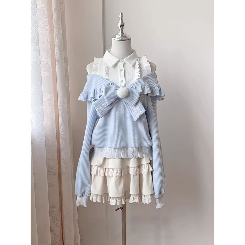 Blouse Off Shoulder - Conjunto de 2 Piezas Kawaii Soft