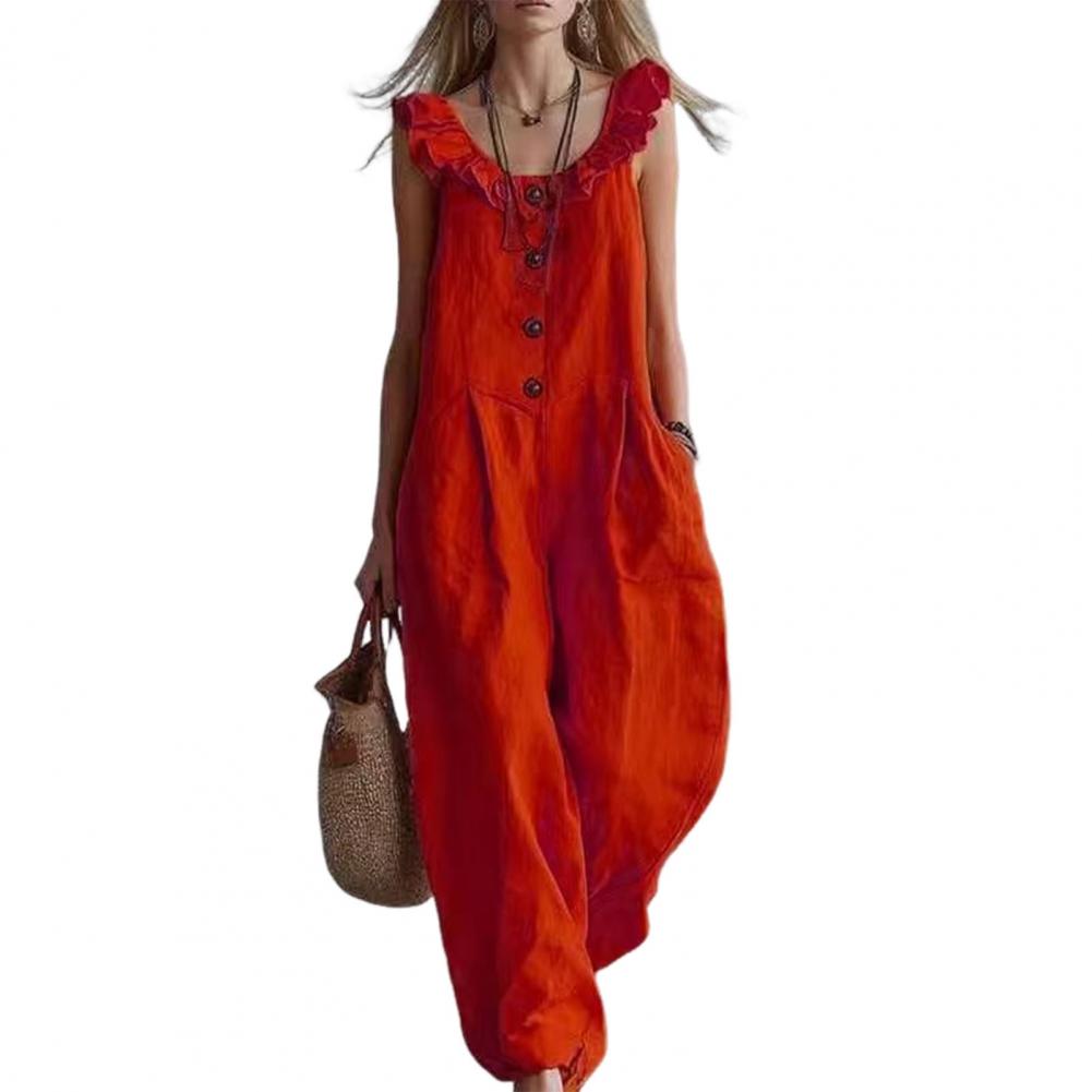 Jumpsuit Linen Relaxed - Mono holgado para mujer, mono con