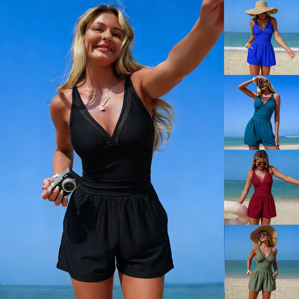 Swimsuit Bikini Ruched - Traje de baño negro de color