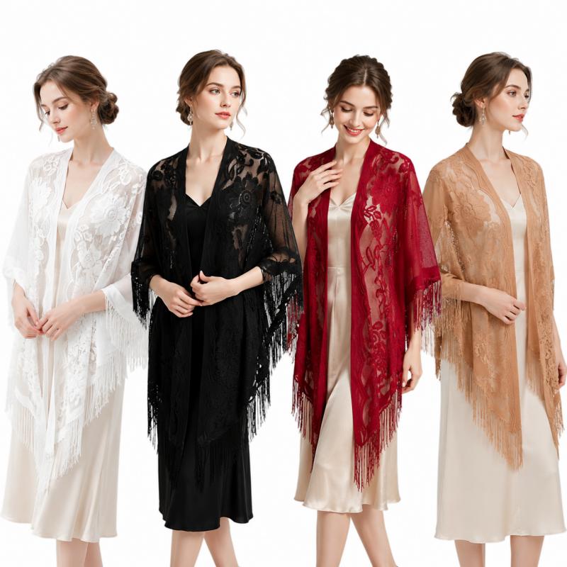Kimono Sheer Floral - Chal de encaje floral para mujer,