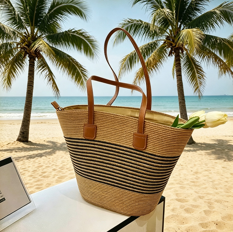 Tote Bag Beach - CLAREGQI Bolso de mano de paja