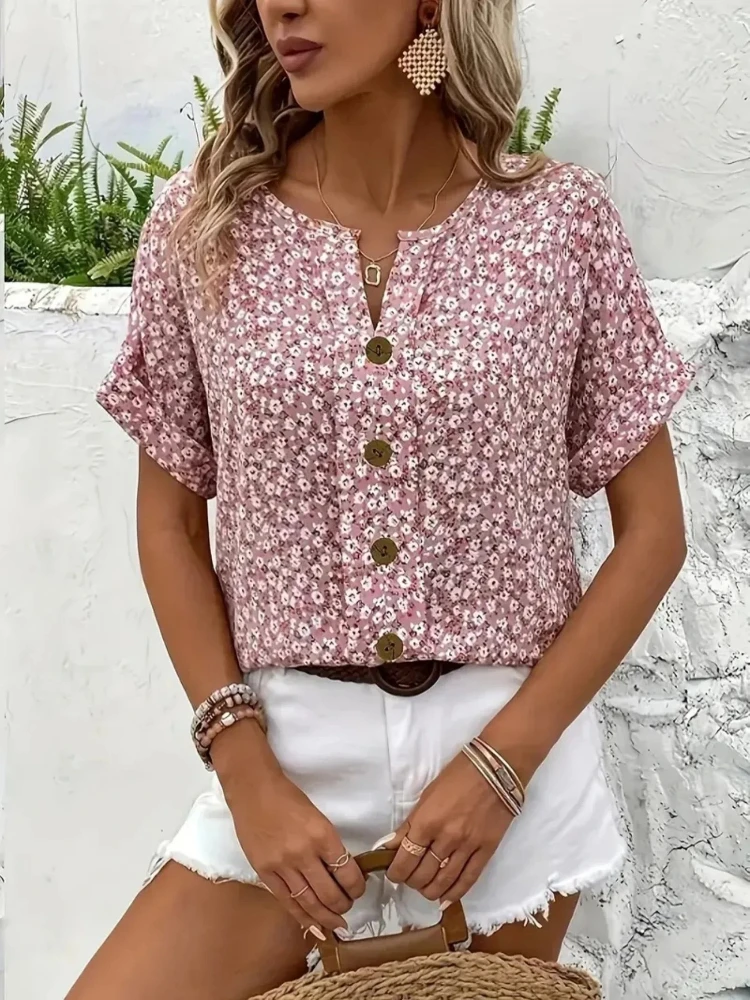 Romper Floral Print - Camisas de mujer de talla grande