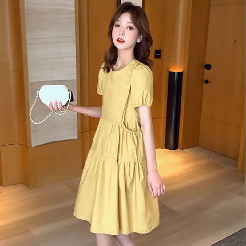 Linen Dress Wrap - Túnica holgada informal coreana para mujer,