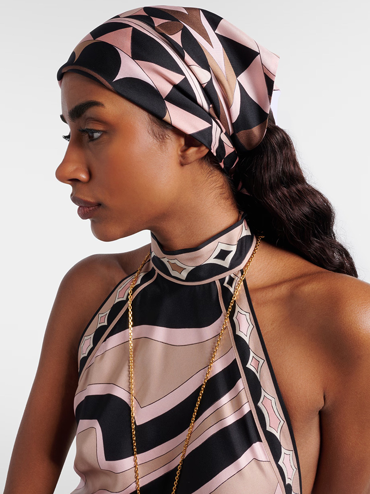 Headband Summer Knit - Pañuelo de Seda con Estampado Geométrico