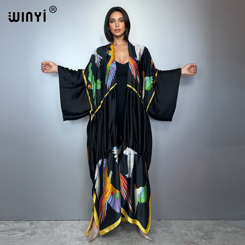 Cover Up Kaftan - WINYI estampado boho kimono maxi ropa
