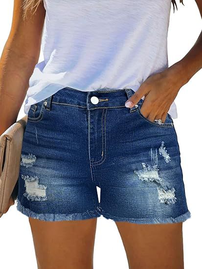 Shorts Denim Frayed - Shorts de mezclilla casuales vintage de