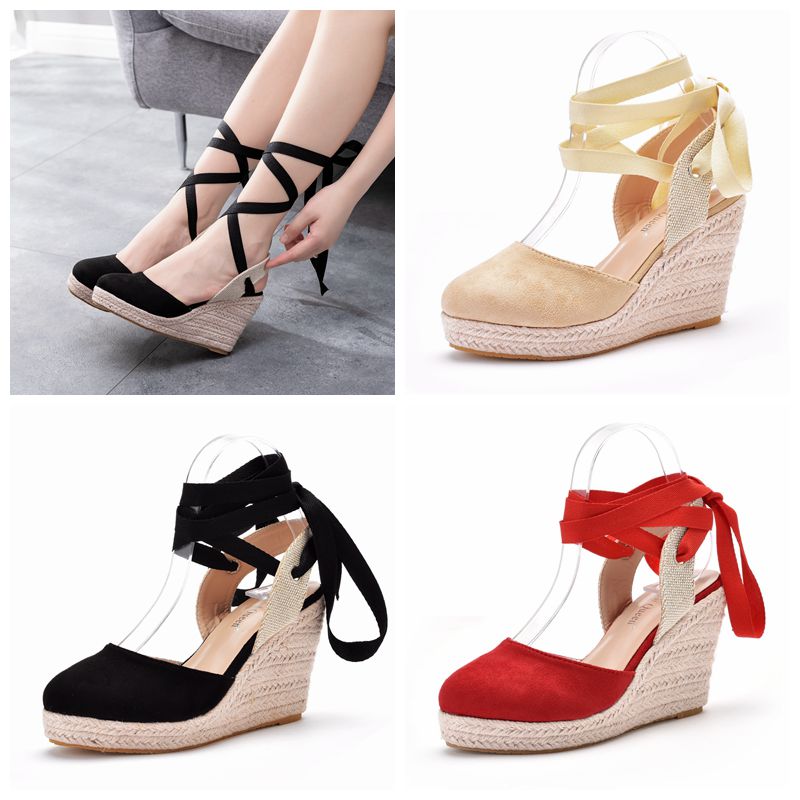 Wedge Espadrille Women - Sandalias de Plataforma con Cordones y