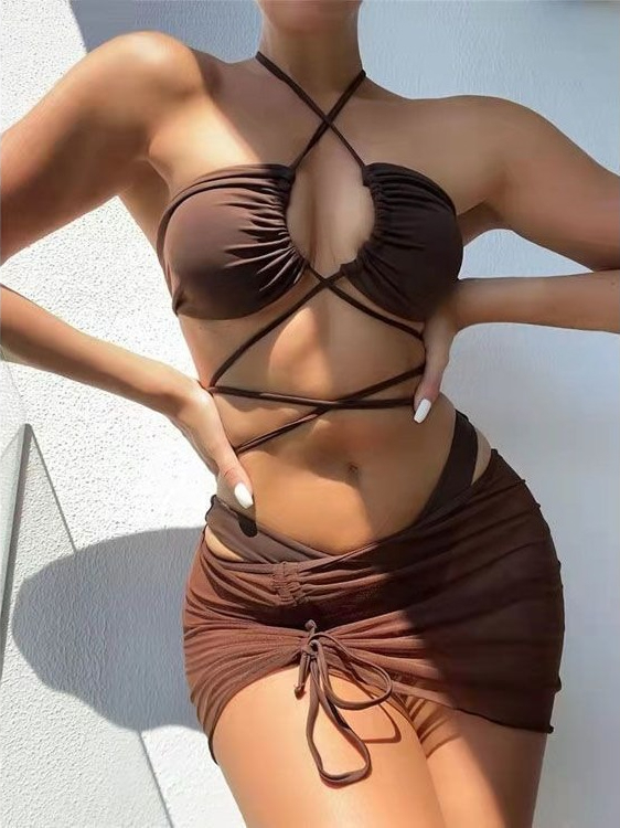 Swimsuit Bikini Ruched - Bikini de Cintura Alta para Mujer,