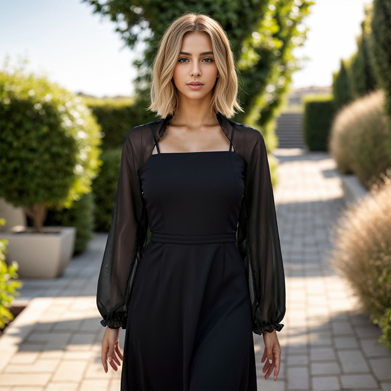 Blouse Off Shoulder - Chal de gasa de Color sólido,