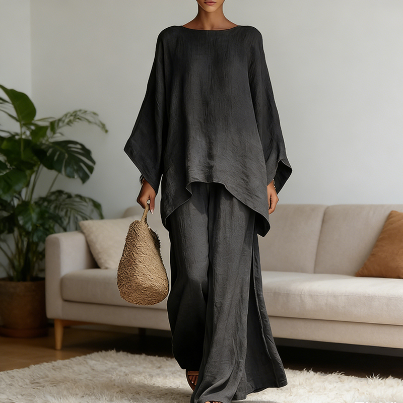 Linen Pant Wide - Conjunto de 2 Piezas de Pantalones