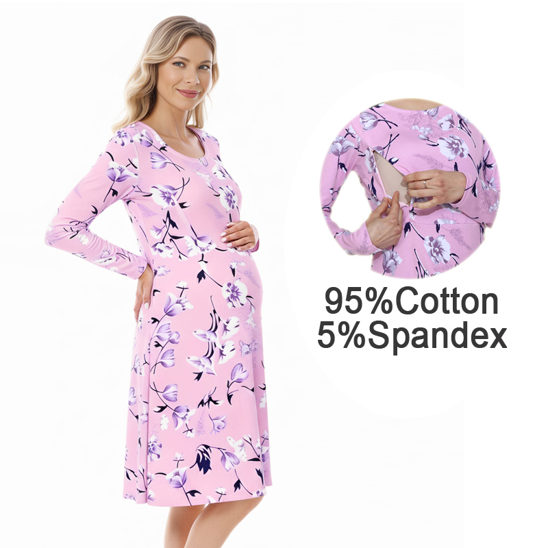 Midi Skirt Floral - Vestido de Maternidad Floral con Cuello