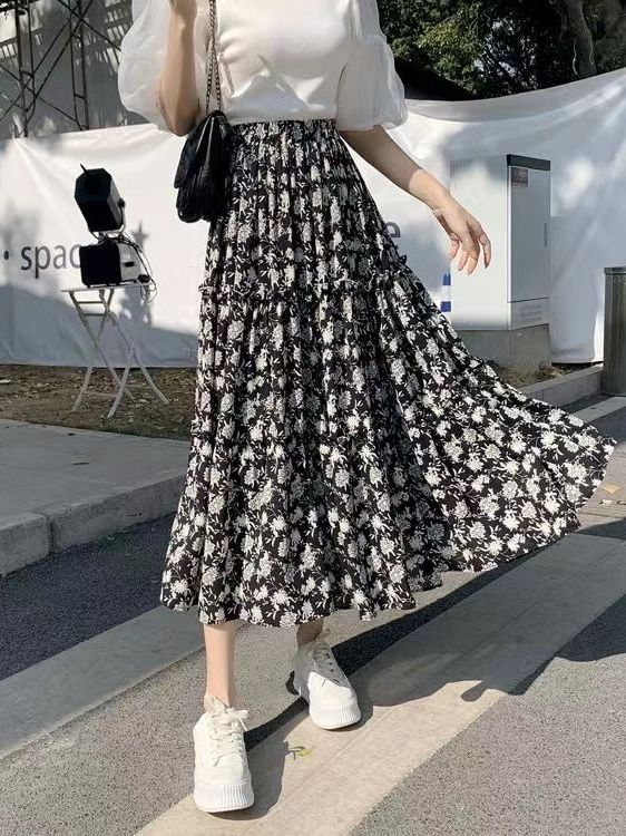 Midi Skirt Floral - Falda Midi con Estampado Floral, Talla