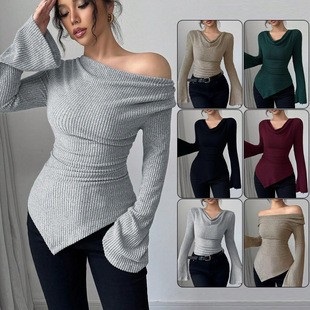 Blusa de mujer de manga larga  - Blouse Off Shoulder reseña y precio