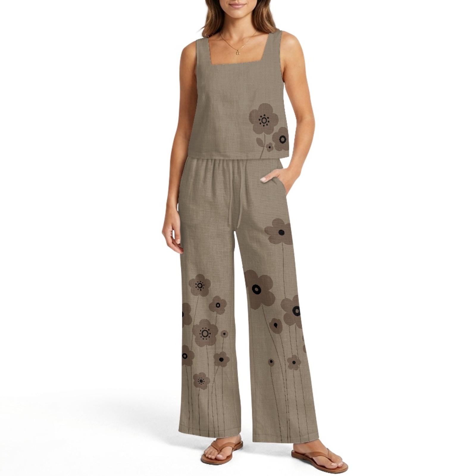 INSTANTARTS Conjunto de chalec - Linen Pant Wide reseña y precio