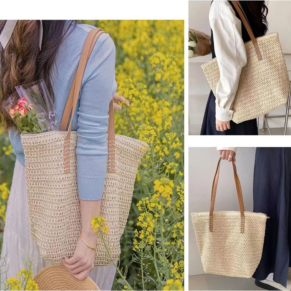 Bolso de mano de rafia tejida  - Tote Bag Beach reseña y precio