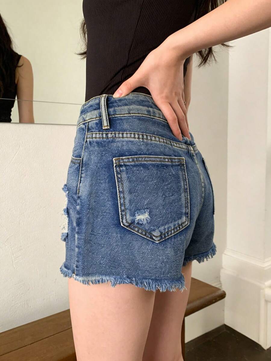Shorts de mezclilla desgastado - Shorts Denim Frayed reseña y precio