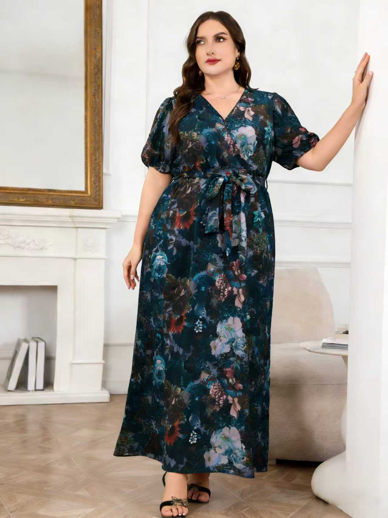 Vestido Maxi de Gasa Largo y F - Romper Floral Print reseña y precio
