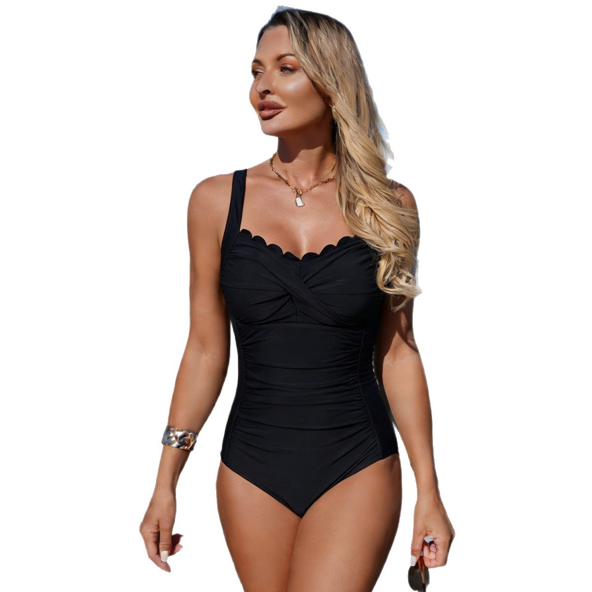 Traje de baño negro de una pie - Swimsuit Bikini Ruched reseña y precio