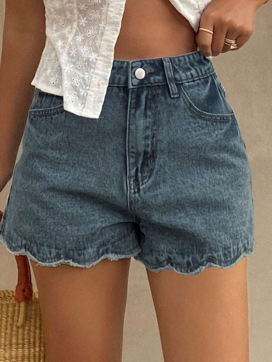 Shorts de mezclilla casuales p - Shorts Denim Frayed reseña y precio