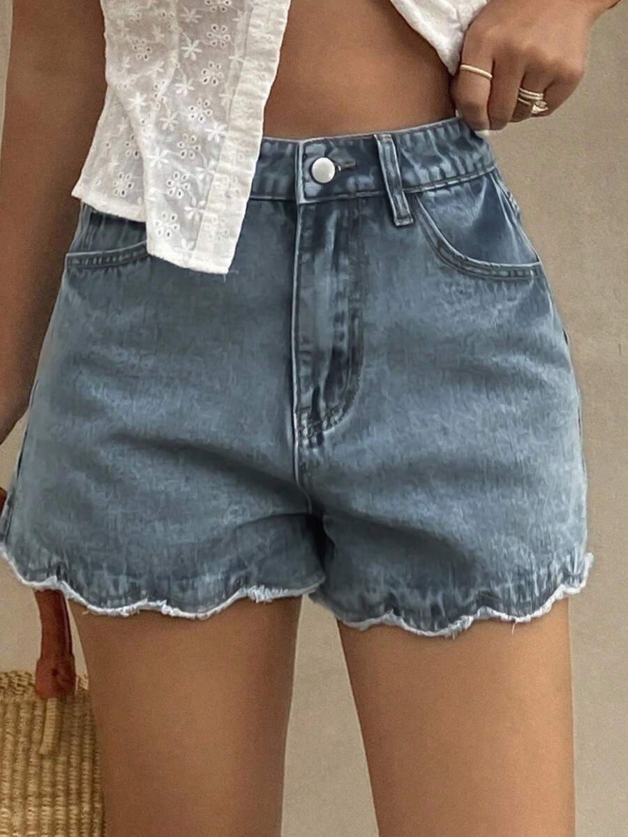 Shorts de mezclilla casuales p - Shorts Denim Frayed reseña y precio