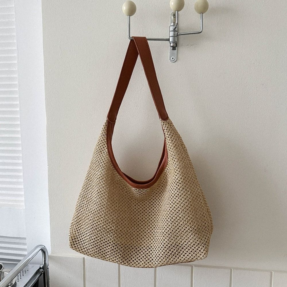 Bolso de paja tejido de color  - Tote Bag Beach reseña y precio