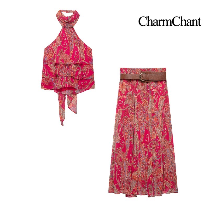 Conjunto de 2 Piezas CHARMCHAN - Midi Skirt Floral reseña y precio