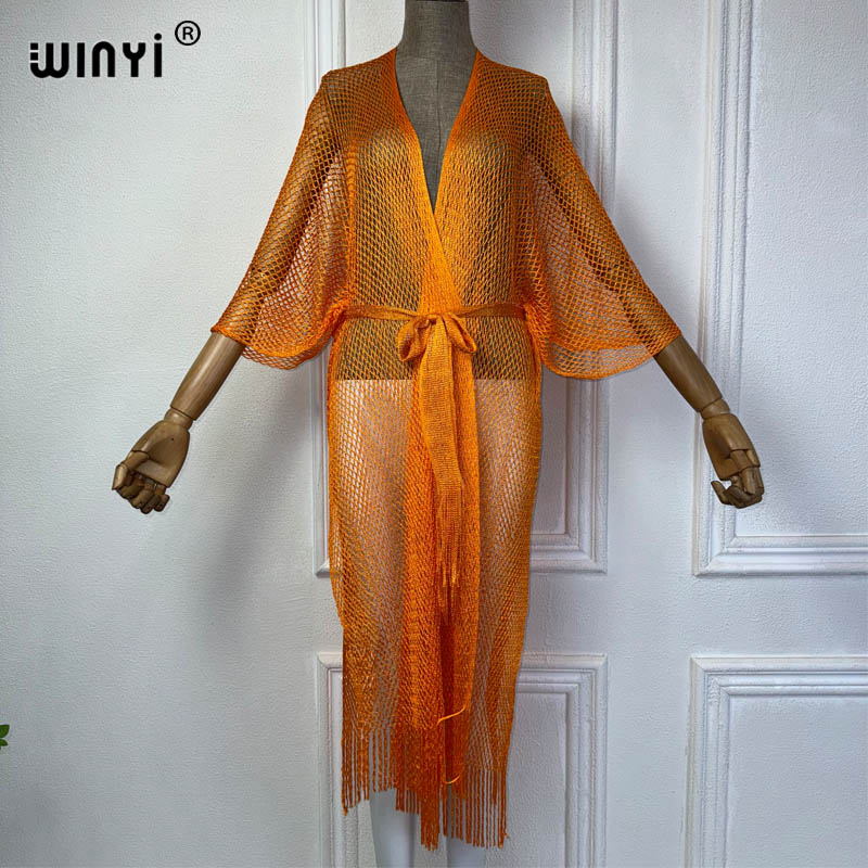 WINYI-kimono de playa ahuecado - Cover Up Kaftan reseña y precio