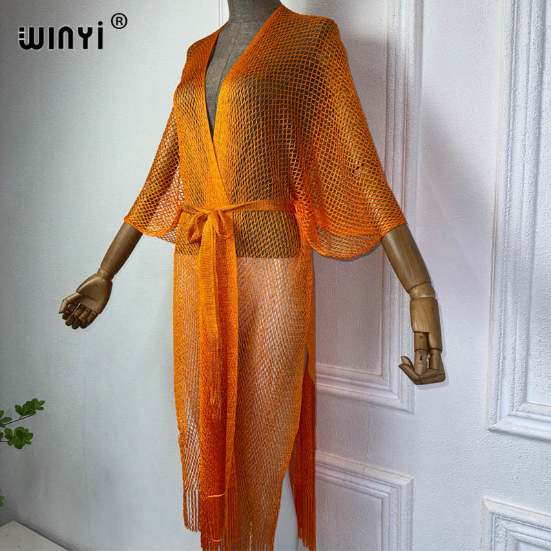 WINYI-kimono de playa ahuecado - Cover Up Kaftan reseña y precio