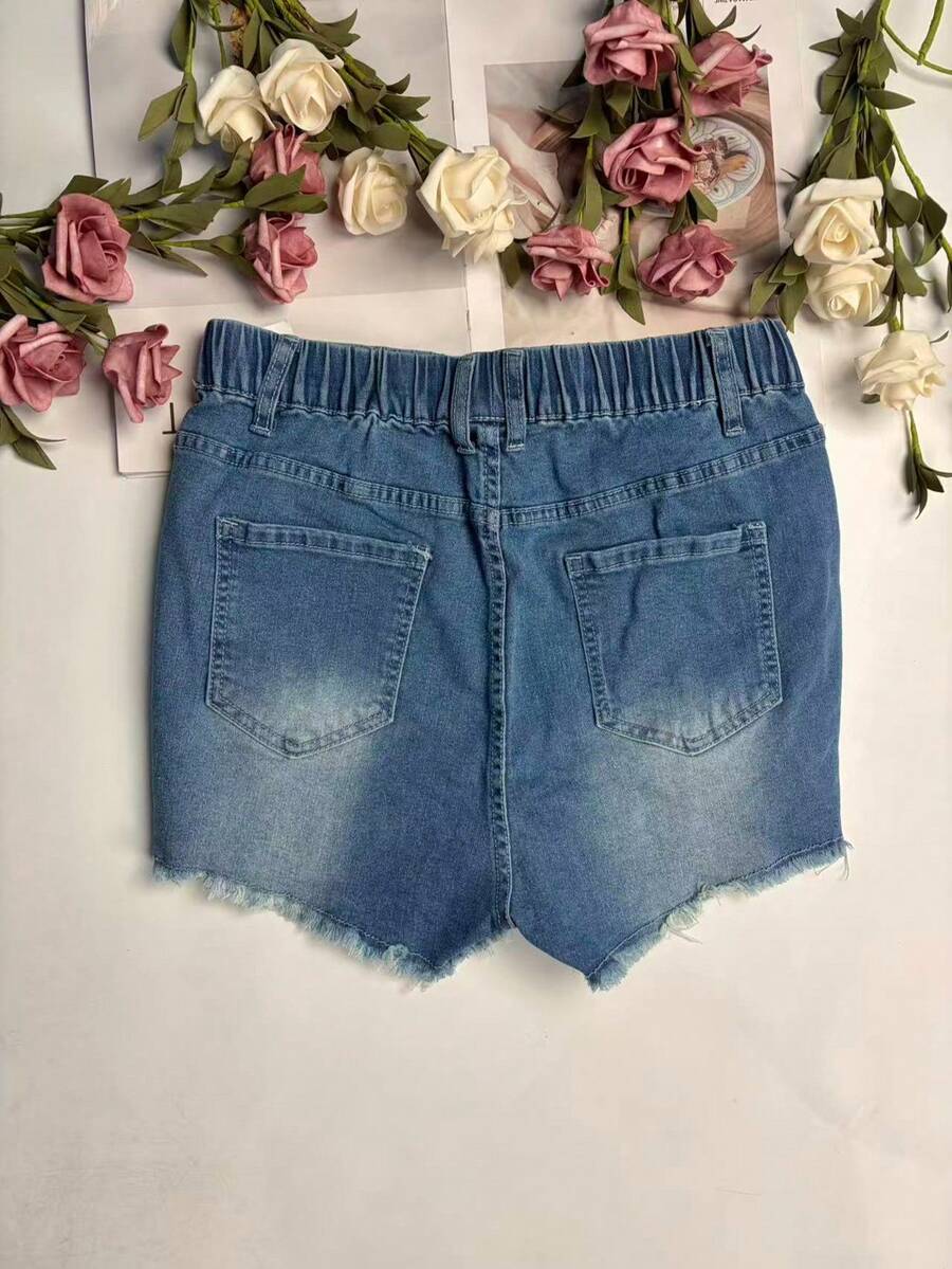 Pantalones cortos de mezclilla - Shorts Denim Frayed reseña y precio