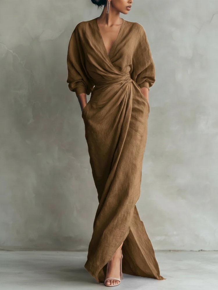 Vestido Maxi Cruzado de Lino p - Linen Dress Wrap reseña y precio