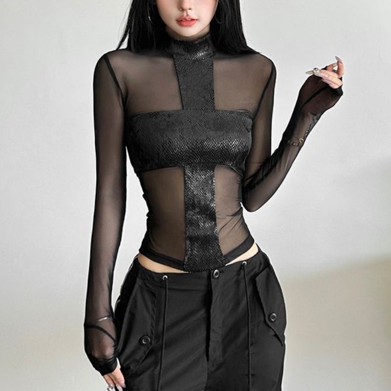 Body de manga larga de malla d - Blouse Off Shoulder reseña y precio