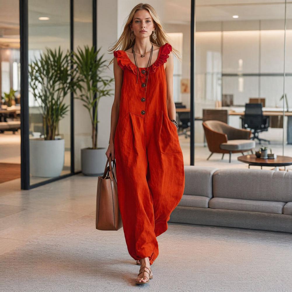 Mono holgado para mujer, mono  - Jumpsuit Linen Relaxed reseña y precio