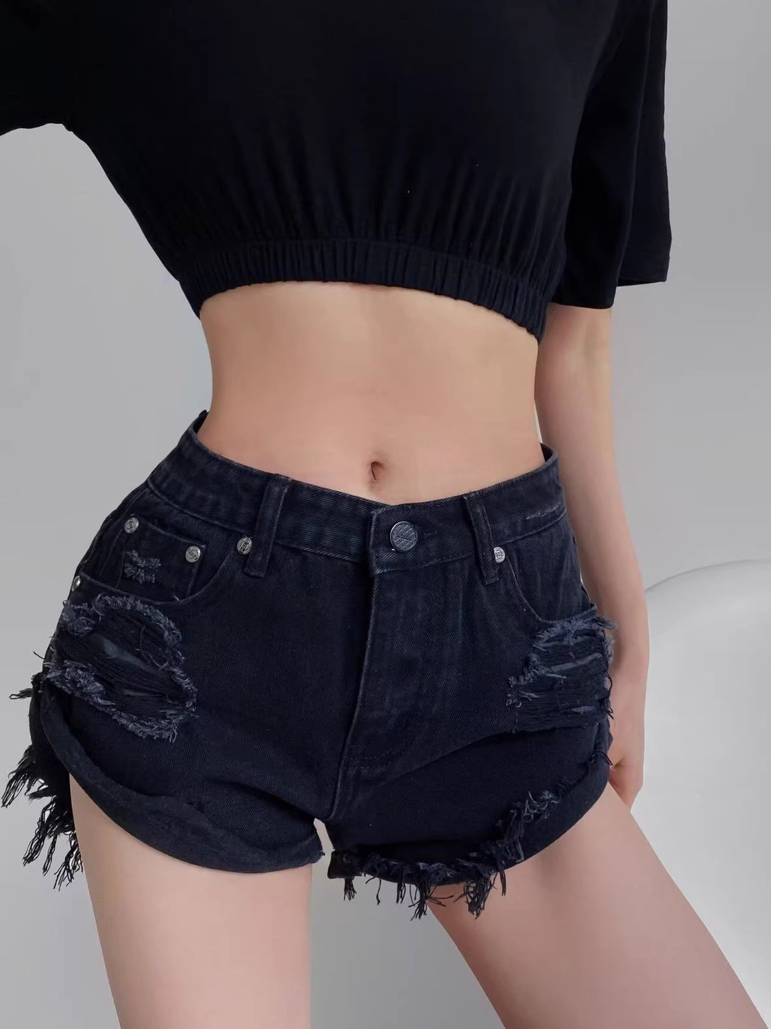 Shorts de mezclilla desgastado - Shorts Denim Frayed reseña y precio