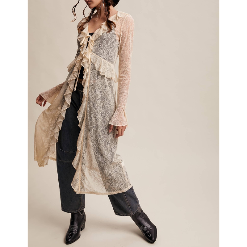 Cárdigan largo transparente de - Kimono Sheer Floral reseña y precio