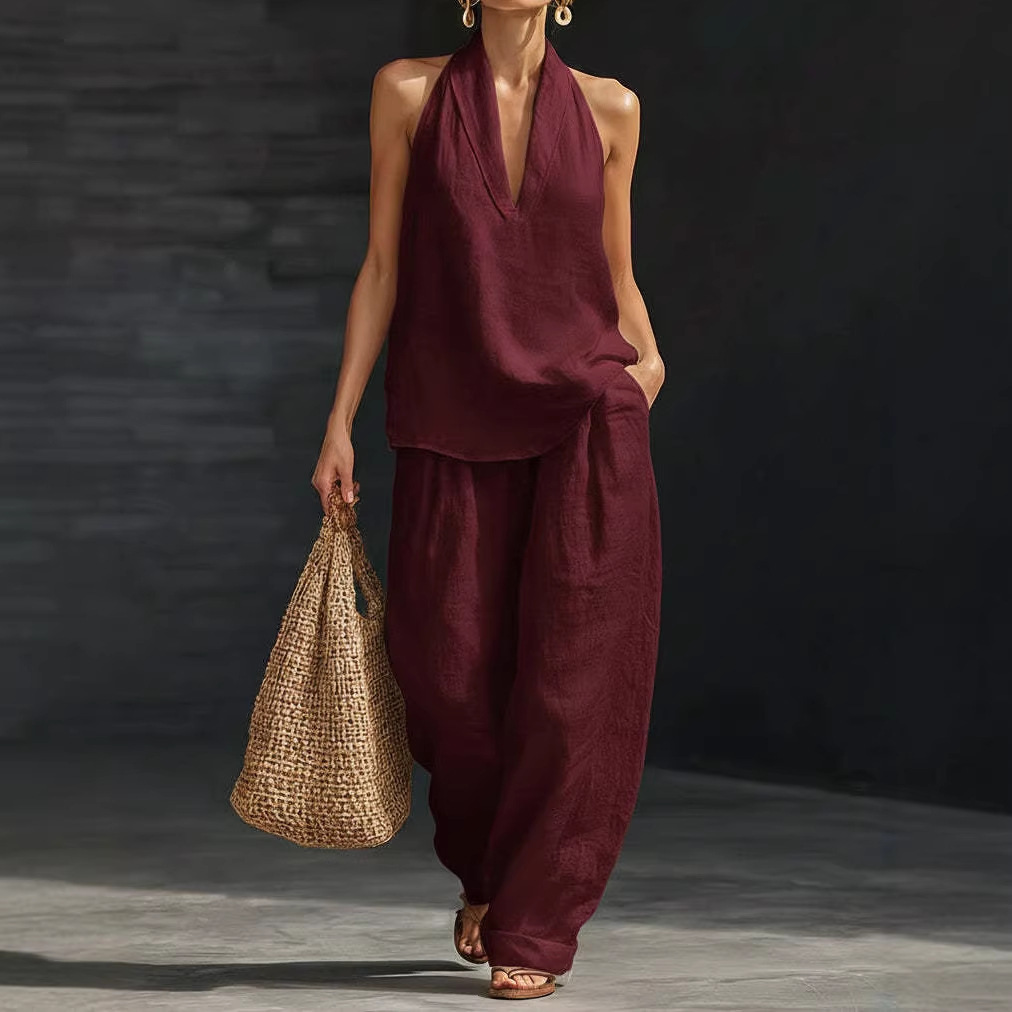 Conjunto de lino y algodón ret - Linen Pant Wide reseña y precio