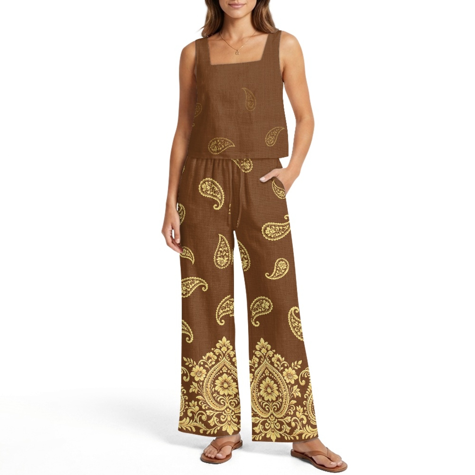 INSTANTARTS Conjunto de chalec - Linen Pant Wide reseña y precio