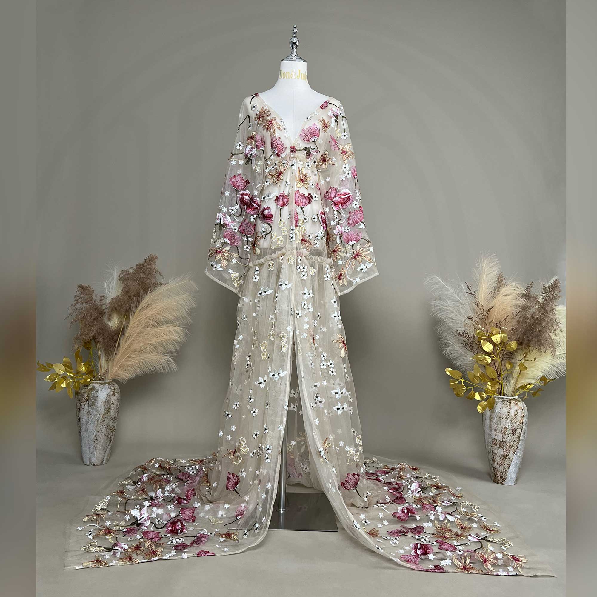Vestido de Noche Estilo Kimono - Kimono Sheer Floral reseña y precio