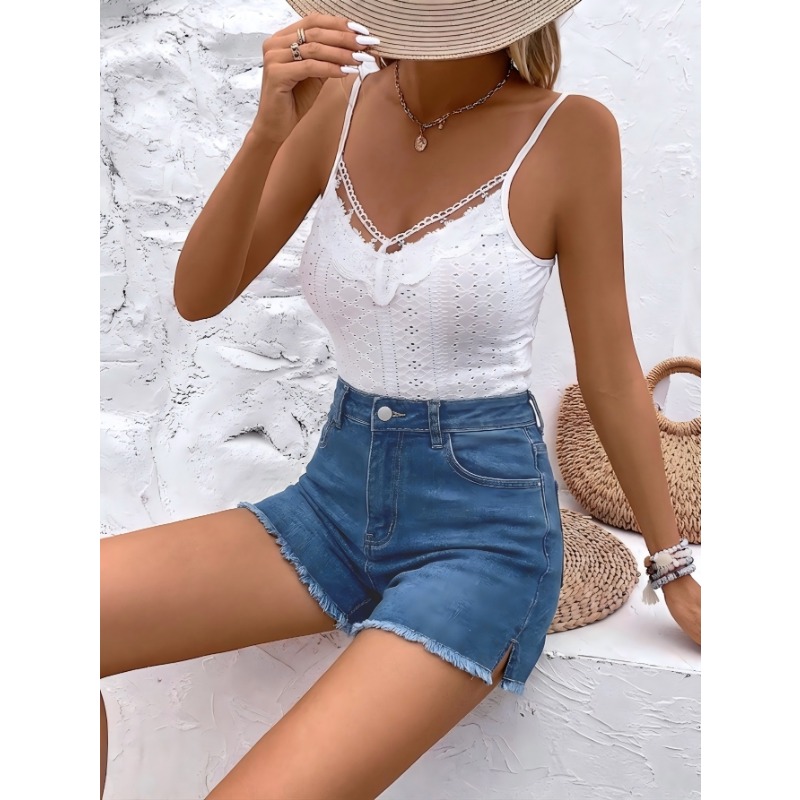 Shorts de mezclilla de cintura - Shorts Denim Frayed reseña y precio