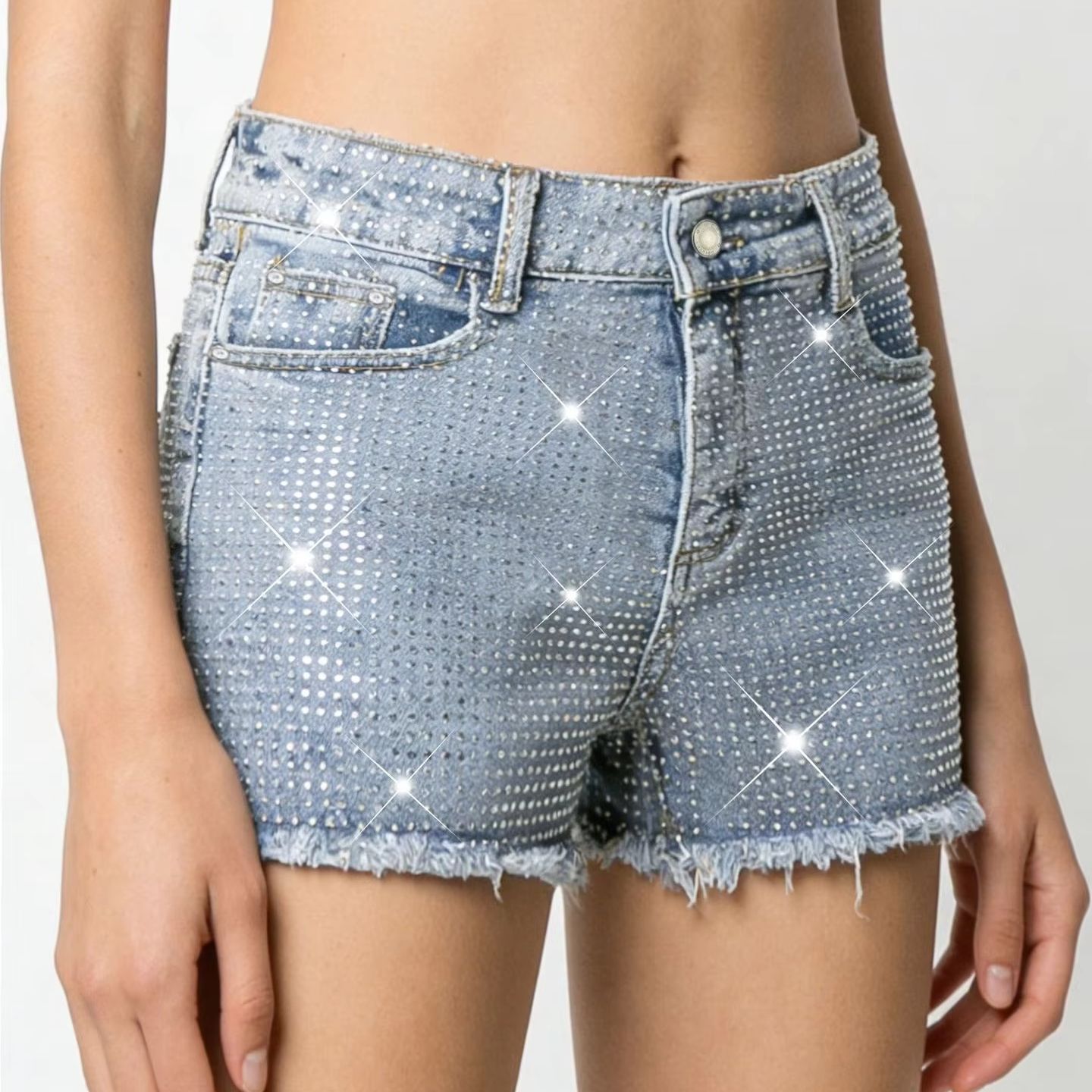 Nuevos shorts vaqueros elástic - Shorts Denim Frayed reseña y precio