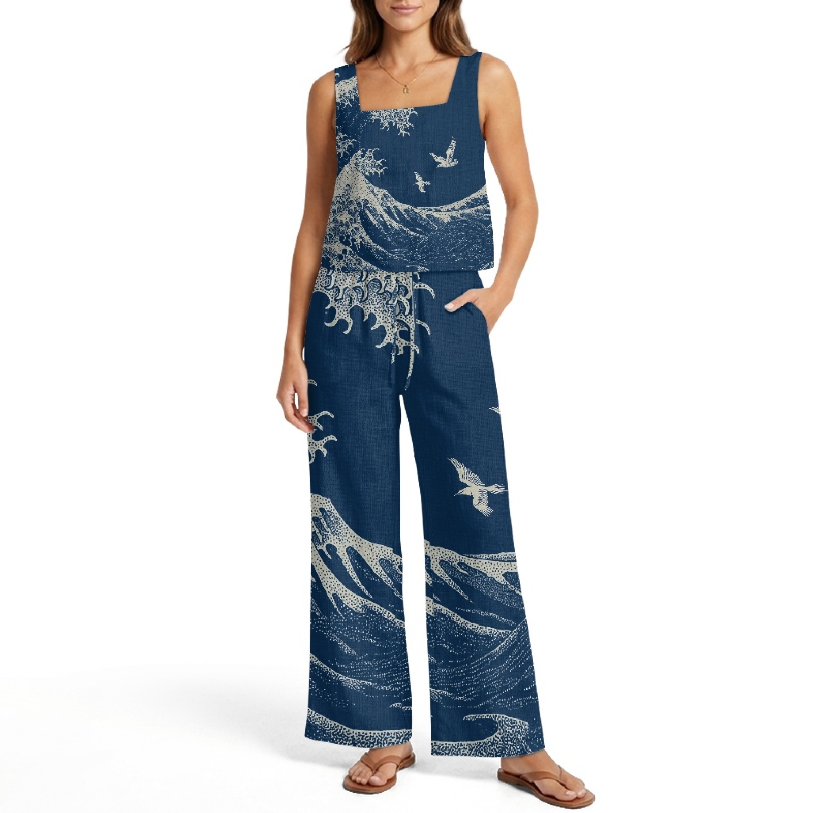 INSTANTARTS Conjunto de chalec - Linen Pant Wide reseña y precio