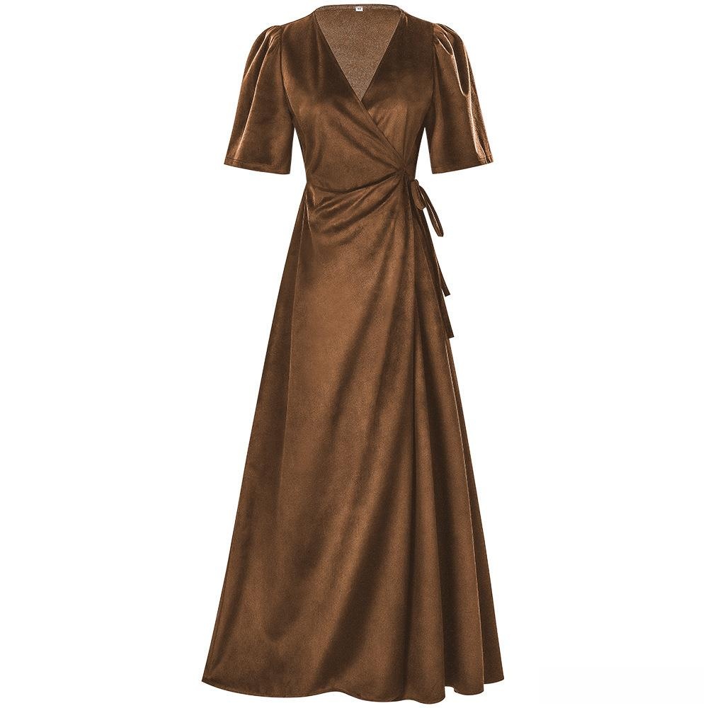 Vestido de terciopelo de color - Linen Dress Wrap reseña y precio